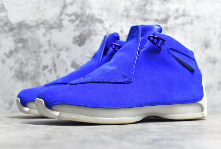 Real Jordan 18 Blue Suede Shoes - Click Image to Close